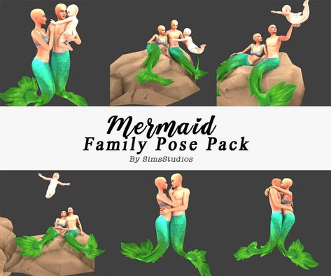 Mermaid Family Pose Pack | KD89 on Patreon Sims 4 Mermaid Poses, Sims4 Mermaid Cc, Mermaid Poses, Mermaid Romance, Sims4 Poses, Mermaid Family, Evil Mermaids, Sims Download, Sims Poses