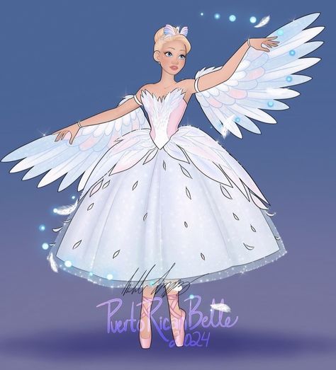 Barbie Swan Lake Dress, Swan Lake Dress, Odette Swan Princess, Barbie Films, Barbie Fanart, Barbie Swan Lake, Barbie Art, Barbie Drawing, Black Butler Characters