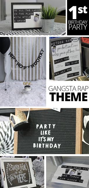 Aint Nothing But A Gangsta Party Theme, Nothing But A Gangsta Party, Hot Dog Bar, Health Art, 1st Birthday Party Themes, First Birthday Party Themes, Gangsta Rap, 1st Birthday Party, First Birthday Party