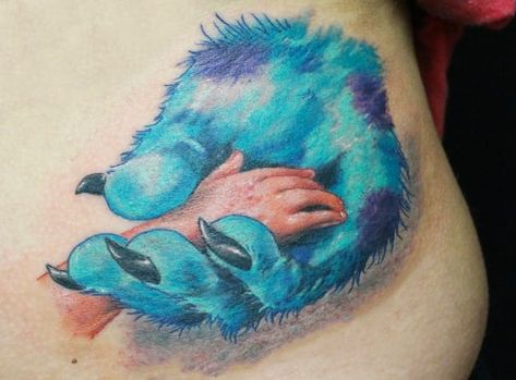 Pixar Tattoo, Pixar Tattoos, Sully And Boo, Tattoo Cartoon, Sully Monsters Inc, Hp Tattoo, Monster Tattoo, Pixar Animation, Cartoon Character Tattoos