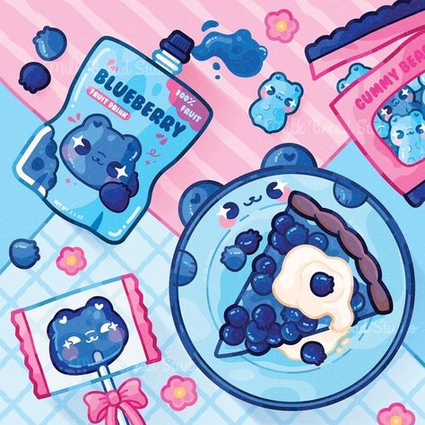 Milk Bread Studio Art, Blueberry Character Design, Blueberry Drawing, Pink Blueberry, Blueberry Art, Blueberry Aesthetic, Cute Blueberry, Blueberry Milk, Blueberry Girl