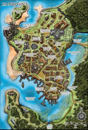 Sandpoint | Pathfinder Wiki | Fandom Pathfinder Maps, Fantasy City Map, Village Map, Pine Tar, Map Layout, Fantasy Town, Imaginary Maps, Fantasy World Map, Diverse People