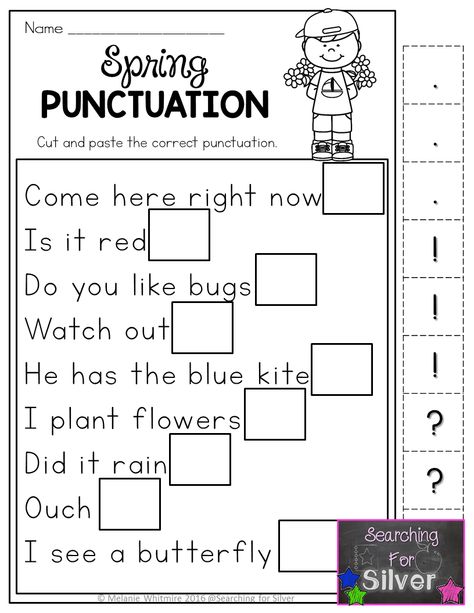 Hands-on, fun, and effective spring printables! Spring punctuation and other literacy worksheets for first grade! Punctuation Practice, Punctuation Worksheets, Fall Worksheets, Spring Math, Literacy Worksheets, 1st Grade Writing, First Grade Worksheets, Fall Math, First Grade Writing