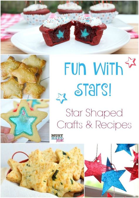 Fun With Stars! DIY Star Shaped Crafts & Star Recipes for kids! Star Snack Ideas, Star Themed Party Favors, Star Shaped Food, Food Activities For Toddlers, Inexpensive Birthday Party Ideas, Crafts Star, Star Snacks, Galaxy Jar, Themed Recipes