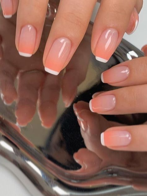 Coral ombre nails with white tips Nails With White Tips, Coral Nail Designs, Coral Acrylic Nails, Coral Ombre Nails, Coral Nail Art, Coral Nails With Design, Coral Nail, Coral Nail Polish, Flame Nail Art