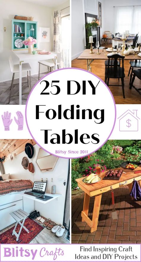 25 Cheap and Useful DIY Folding Table Plans To Save More Space Diy Folding Wall Table, Folding Table Plans, Diy Folding Table, Folding Table Diy, Diy Furniture Paint, Laundry Folding Tables, Fold Up Table, Diy Space Saving, Fold Out Table