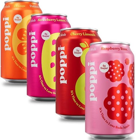 Poppi Soda - Variety of flavors - Prebiotic soda with apple cider vinegar  - 12 Pack Probiotic Soda, Poppi Soda, Prebiotic Soda, Low Sugar Drinks, Survival List, Lime Lemonade, Water Fruit, Healthy Soda, Raspberry Rose