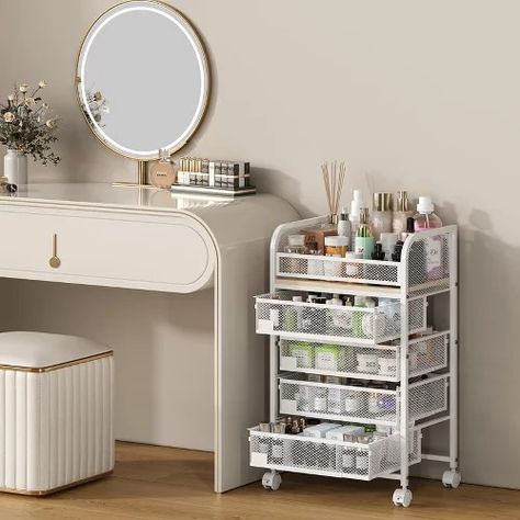 Home Storage Containers & Organizers : Page 45 : Target Makeup Cart Organizer, Cute Storage Ideas For Bedrooms, Makeup Organization Bedroom, Clever Storage Ideas For Small Spaces, Small Bedroom Ideas Storage, Skincare Storage Ideas, Makeup Organizer Aesthetic, Vanity Organizer Ideas, Aesthetic Room Organization