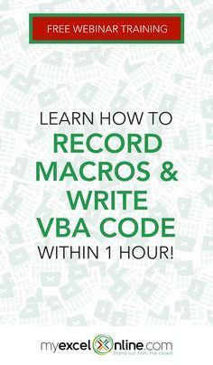 In this free Microsoft Excel webinar you will learn: How to record a Macro & create interactive buttons to run it! How to automate your repetitive Excel tasks using the VBA Editor! VBA code by way of simple explanations of the VBA coding language that even my 5 year old understands! Saving and sharing your Macros! + Receive a FREE BONUS Macros & VBA Cheat Sheet when you sign up from #MyExcelOnline blog. | Excel Tips + Tutorials for Beginners #MSExcel #ExcelFormulas #ExcelTips #MicrosoftExcel Excel Macros, Excel For Beginners, Sign Language Phrases, Excel Formulas, Excel Hacks, Microsoft Excel Tutorial, Learning Microsoft, Excel Budget Template, Excel Budget