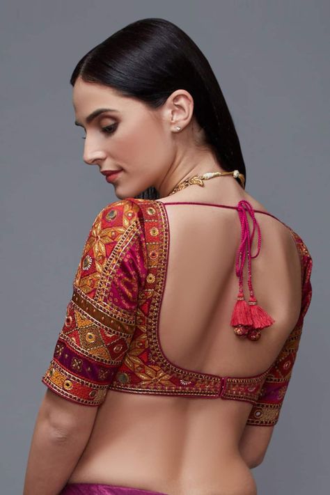 Buy Pink Silk Satin Embroidery Leaf Neck Saree Blouse For Women by RI.Ritu Kumar Online at Aza Fashions. Satin Saree Blouse, Saree Blouses Online, Latest Model Blouse Designs, Ritu Kumar, Satin Saree, Blouse Models, Blouse For Women, Indian Fashion Designers, Satin Color