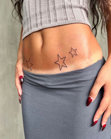 💕★ ✮⋆˙★ BALI only few slots left 💕 Dm to enquire! #startattoo #starstattoo Stars Hip Tattoo, Stars On Hip Tattoo, Star Tattoo On Hip, Star Hip Tattoo, Unique Star Tattoos, Stomach Tattoo, Stars Tattoo, Hip Tattoos, Henna Tattoo Designs Hand