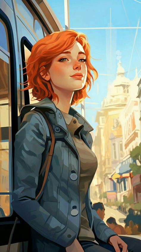 Short Hair Female Character Design, Ginger Girl Art, Red Head Art, Redhead Oc, Art Ideas Anime, Kitchen Net, Redhead Characters, Redhead Art, Looking Out The Window