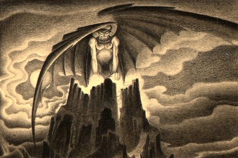 41 Strange on Twitter: "Concept Art by Kay Nielsen for the Demon Chernabog in Walt Disney's 'Fantasia'… " German Expressionism Film, Bald Mountain, Kay Nielsen, Storyboard Drawing, Animation News, Animation Disney, Fantasia Disney, German Expressionism, Fantasy Castle