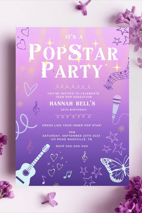 Disney Channel Birthday Party, Pop Star Birthday Party Ideas, Hannah Montana Party Ideas, Hannah Montana Bachelorette Party, Hannah Montana Birthday Party, Hannah Montana Party, 30s Birthday, Y2k Birthday, Pop Star Party