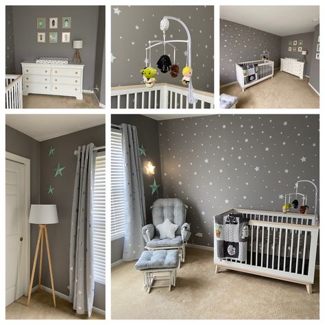 Star Wars Themed Nursery, Star Wars Nursery, Boy Nursery Themes, Baby Room Neutral, Grey Nursery, Nursery Organization, Baby Boy Room Nursery, Nursery Room Design, Star Nursery