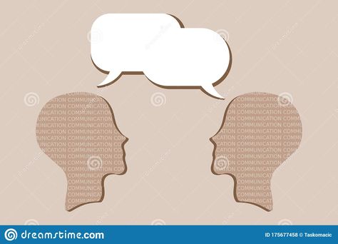 Face to face communication. Interpersonal communication. Two heads representing people communicate through speech bubbles.. Illustration about communicate, compromise - 175677458 Communication Model, Bubbles Illustration, Communication Images, Communication Pictures, Communication Illustration, Interpersonal Communication, Speech Bubbles, Two Heads, Face To Face