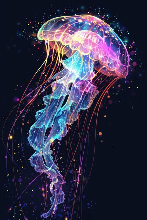 Fish Concept Art, Deep Sea Creatures Art, Ocean Creatures Art, Drawing Jellyfish, Beautiful Jellyfish, Ocean Jellyfish, Jellyfish Pictures, Jellyfish Illustration, Sea Jellies