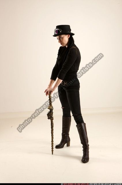 CLAUDIA STEAMPUNK CANE LEAN ON B Hands On Cane Reference, Walking Cane Pose Reference, Man With Cane Pose Reference, Leaning On Something Pose, Leaning On Cane Pose, Person With Cane Reference, Pose Reference Walking, Holding Cane Pose Reference, Leaning On Hand Pose