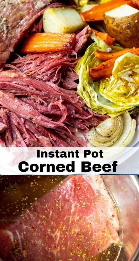 instant pot pressure cooker corned beef recipe photo collage Pressure Cooker Corned Beef, Instant Pot Corned Beef, Corned Beef Recipes Slow Cooker, Corned Beef And Cabbage Recipe, Beef And Cabbage Recipe, Cooking Corned Beef, Corn Beef, Corned Beef And Cabbage, Corned Beef Brisket