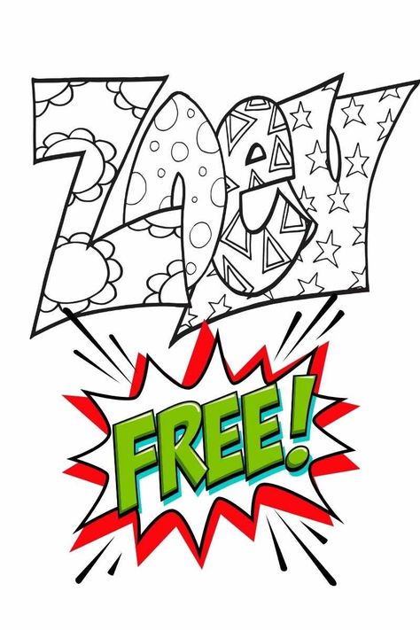 ZOEY - Free Zoey Coloring Page — Stevie Doodles Name Coloring Pages, Wedding Coloring Pages, Cupcake Coloring Pages, Ice Cream Coloring Pages, Free Coloring Pages For Kids, Family Coloring Pages, Heart Coloring Pages, Popular Paint Colors, Family Coloring