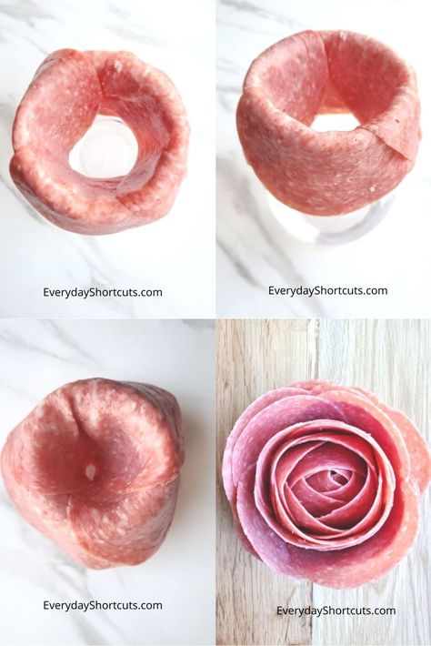 How to Make Charcuterie Board Meat Roses - Everyday Shortcuts Make Charcuterie Board, Meat Roses, Charcuterie Appetizers, Charcuterie Board Meats, Charcuterie Meats, Savory Treats, Charcuterie Inspiration, Appetizers Easy Finger Food, Charcuterie Platter