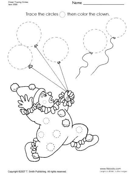 Clown Tracing Circles Worksheet Carnival Worksheets Preschool, Circus Worksheets Preschool, Preschool Circus, Tracing Preschool, Circus Activities, Carnival Clown, Carnival Crafts, Circus Crafts, Theme Carnaval