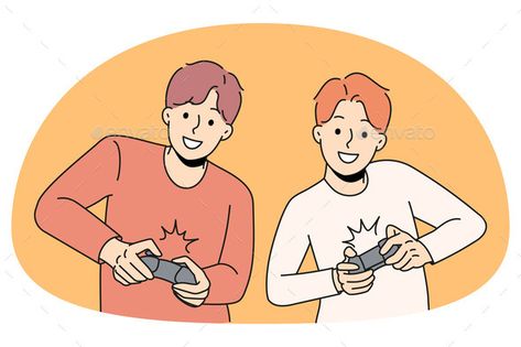 Happy Guys Have Fun Playing Video Games Person Playing Video Games Reference, Playing Video Games Drawing, Advertisement Video, Minimal Drawing, Super Mario Nintendo, Minimal Drawings, Happy Guy, Drawing Color, Mario Nintendo