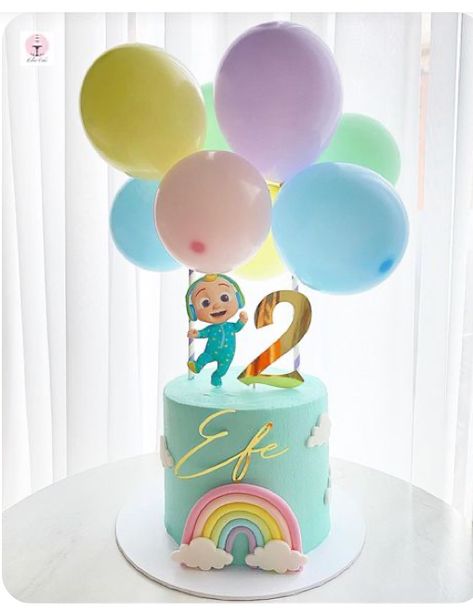 Small Cocomelon Party, Cute Cocomelon Cake, Cocomelon Pastel Cake, Easy Cocomelon Cake Ideas, Second Birthday Cake Ideas, Cake Cocomelon Theme, Cocomelon Pastel Theme, Pastel Cocomelon Party, Cocomelon Party Cake