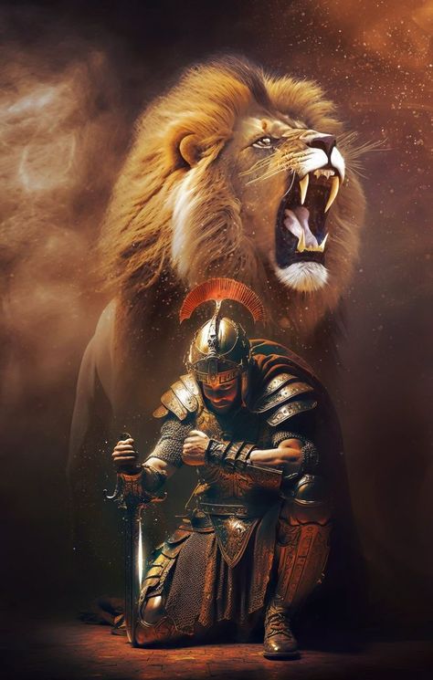 Words Of Life, Lion Of Judah Jesus, Warriors Wallpaper, Jesus Christ Artwork, Bible Words Images, Heaven Art, Lion Images, Church Poster Design, Christian Artwork