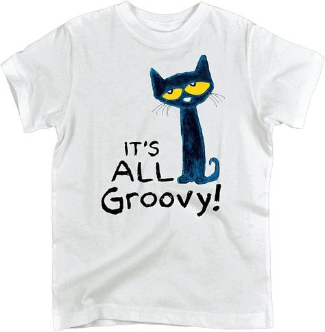 Amazon.com: Pete the Cat - It's All Groovy - Youth Short Sleeve Graphic T-Shirt - Size Large White: Clothing, Shoes & Jewelry Pete The Cat Shirt, Groovy Text, Groovy Tees, Groovy Clothes, Cat Apparel, Cat Halloween Costume, Pete The Cat, Cat Boys, Youth Shirt