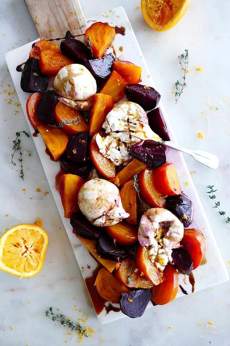 Beets And Burrata, Buratta Recipe, Root Vegetable Recipes, Beets Recipes, Roasted Beets And Carrots, Roast Gravy, Vegetable Appetizers, Carrots Potatoes, Night Recipes