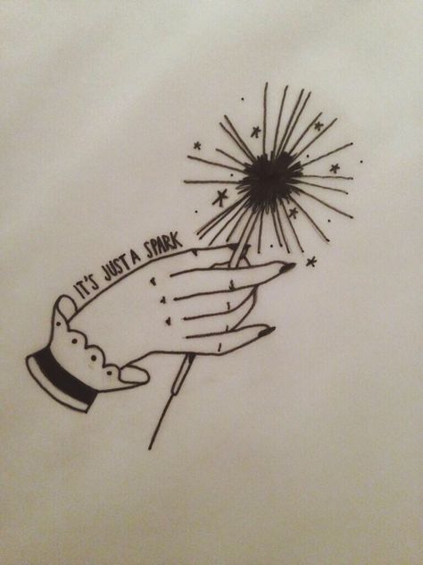 It's just a spark - Paramore tattoo It’s Just A Spark Paramore Tattoo, Its Just A Spark But Its Enough Tattoo, It's Just A Spark Tattoo, Just A Spark Tattoo, Last Hope Paramore Tattoo, Paramore Tattoo Ideas, Hope Lyrics, Spark Tattoo, Paramore Tattoo