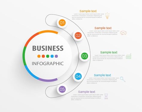 Infographic template with 5 options or ... | Premium Vector #Freepik #vector #project-timeline #infographic-layout #business-diagram #infographic-label Business Infographic Design, Timeline Infographic Design, Circle Diagram, Infographics Template, Circle Infographic, Vector Infographic, Infographic Design Template, Timeline Infographic, Powerpoint Design Templates