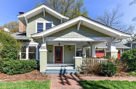 Sold: A 1920 Craftsman Bungalow in Greensboro That Might Best Be Called The Nina Riggs House – Piedmont Historic Homes 1920 Craftsman Bungalow Exterior Colors, Bungalow Homes Exterior, Craftsman Bungalows Interior, 1920 Craftsman Bungalow, One Story Craftsman, 1920s Craftsman Bungalows, Craftsman House Exterior, 1920 Bungalow, Craftsman Home Exterior