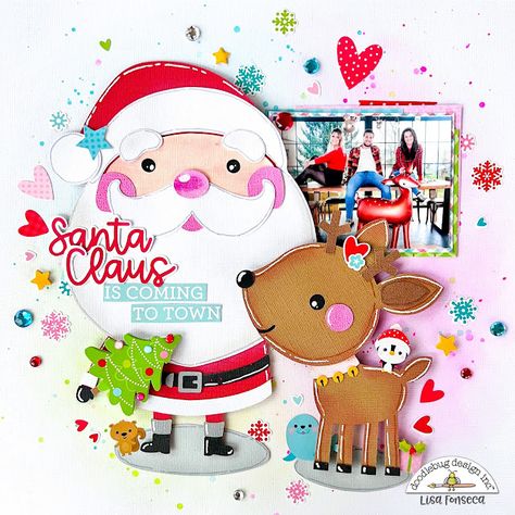 Town Layout, Winter Scrapbooking, Christmas Scrapbook Layouts, Photo Album Layout, Christmas Is Over, Christmas Layouts, Santa Claus Is Coming To Town, Christmas Albums, Doodlebug Design