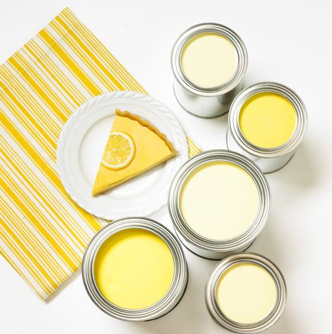 Benjamin Moore Lemon Sorbet, Yellow Paint, Warm Yellow Paint Colors, Yellow Bedroom Paint, Yellow Playroom, Pale Yellow Paints, Yellow Bedroom Walls, Yellow Ceiling, Yellow Paint Colors