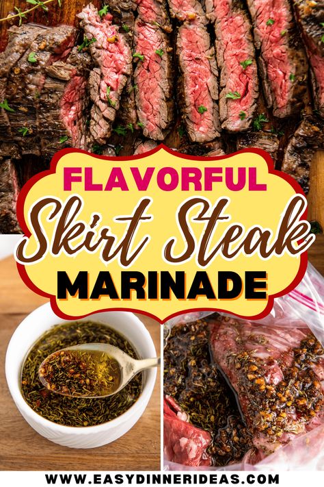 This easy skirt steak marinade is the perfect way to add maximum flavor to your flank steak, while also making it super tender and juicy. Made with easy ingredients you probably already have on hand, this marinade will be a new family favorite! Argentine Steak Marinade, Skirt Stake Marinade, Lime Flank Steak Marinade, Skirt Steak Fajita Marinade, Quick Skirt Steak Marinade, Flat Steak Marinade, How To Marinate Skirt Steak, Easy Skirt Steak Marinade, Inside Skirt Steak Marinade