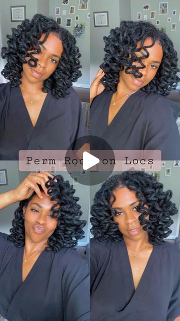 Locs Curled With Perm Rods, Fall Loc Hairstyles, Unique Dreadlocks Styles, Loc Curls Styles Perm Rods, Curling Dreadlocks, How To Curl Dreadlocks, Curled Loc Styles, Locs Curls Styles, Dreadlock Curls