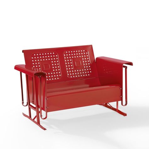 Crosley Bates Loveseat Glider In Red - Walmart.com - Walmart.com Red Backyard, Vintage Metal Glider, Outdoor Glider, Vintage Farmhouse Style, Patio Loveseat, Outdoor Loveseat, Outdoor Stuff, American Signature Furniture, Old Shop