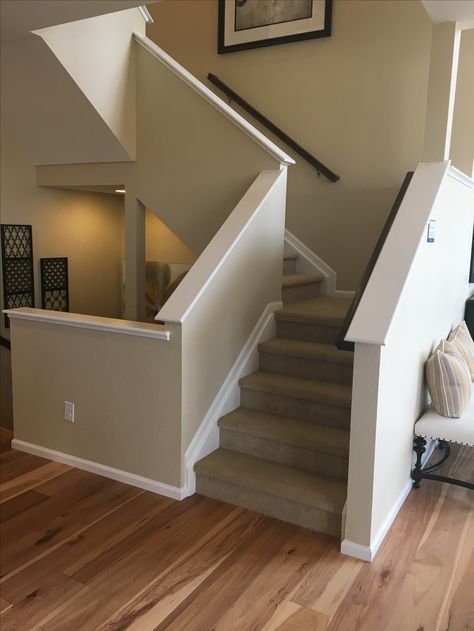 1/2 Drywall Staircase Drywall Railing Staircases, Drywall Staircase Half Walls, Drywall Stair Railing, Drywall Stairs, Drywall Staircase, Banister Remodel, Painted Staircases, Stair Banister, Bathroom Plans