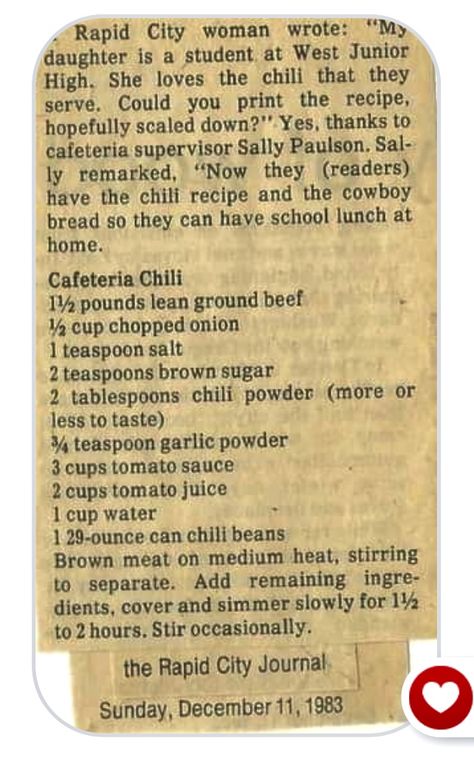 School Chili Recipe, Cafeteria Chili, Paula Deen Chili Recipe, Chili Soup Recipe, School Cafeteria Food, School Lunch Recipes, Cafeteria Food, School Recipes, Best Chili Recipe