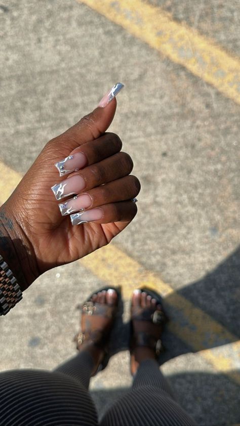 Grey Nails Acrylic, Sqaure Nails, Grey Acrylic Nails, Colored Acrylic Nails, Glow Nails, French Acrylic Nails, Short Square Acrylic Nails, Exotic Nails, Acrylic Nails Coffin Pink