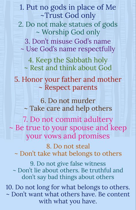 We love how the Adventure Bible breaks down the Ten Commandments. God gave Moses these commandments to show us how to live our lives. Everyday we should be obeying these and showing our love to God. He wants only the best for us and laid out the “roadmap” to having that everlasting life with Him. We should all stay true to Him and be constantly praying for wisdom and guidance so we can stay on the correct path. The holy path. The more we put these commandments first the less we will sin everyday Gods 10 Commandments, Ten Commandments Bible Journaling, Jesus Commandments, God Commandments, The 10 Commandments Bible, 10 Commandments Of The Bible, Moses And The 10 Commandments, Biblical Numbers, Commandments Of God