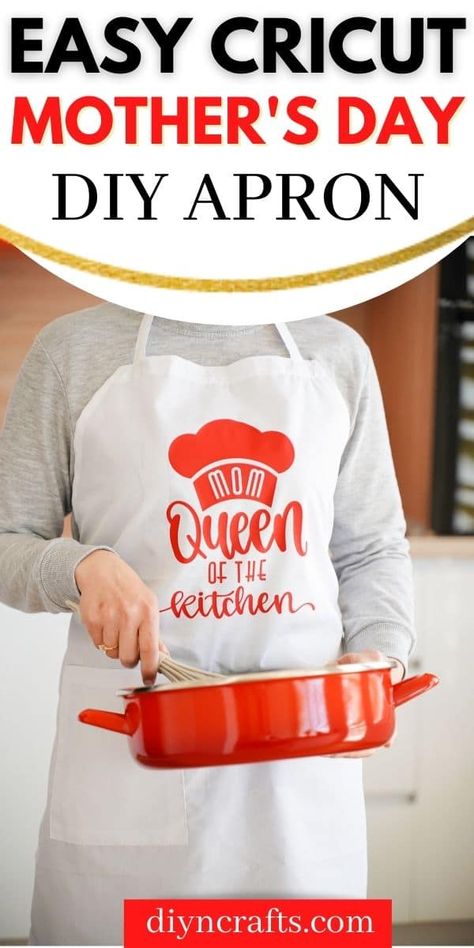 Follow a simple tutorial for a beginner Cricut project! These steps teach you how to make an apron with Cricut vinyl for Mother's Day! This is such a fun DIY apron that is a great gift for mom! Make An Apron, Beginner Cricut, Easy Apron, Mother's Day Projects, Diy Apron, Cricut Mat, Cricut Explore Projects, Vinyl Quotes, An Apron