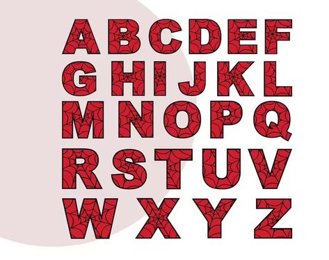 Spider Man Alphabet Letters, Spiderweb Letters, Spiderman Letters Printable, Spiderman Letters, Spiderman Font, Superhero Alphabet, Superhero Letters, Spiderman Web, Spiderman Theme