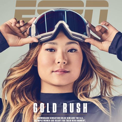 20.2k Likes, 217 Comments - Chloe Kim (@chloekimsnow) on Instagram: “ESPN Magazine cover!! Thank you @alyroe @espnw @espn @ramona_rosales” Ski Magazine, Chloe Kim, Espn Magazine, Woman In Gold, Olympic Gold Medals, Hair Magazine, I Love Winter, Publication Design, College Sports