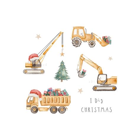 Abiboyddesigns - Etsy Canada Christmas Tractor, Seamless Pattern Design, Future Design, Christmas Fabric, Dump Truck, Christmas Design, Repeating Patterns, Watercolor Illustration, Christmas Presents