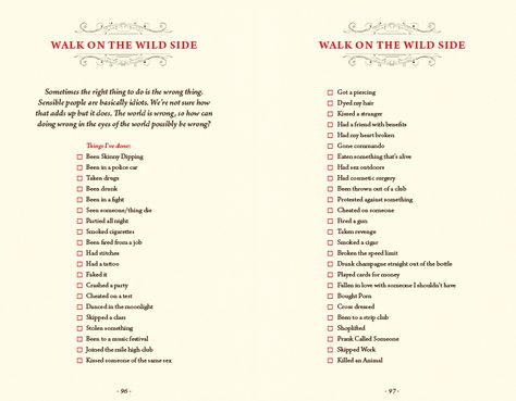 ‘Walk on the wild side’ reckless bucket list Reckless Things To Do, Rebellious Things To Do, Anti Bucket List, Risky Bucket List, The Pretty Reckless Lyrics, Teenage Bucket Lists Crazy, Trailer Park, Walk On, Bucket List