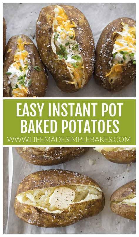 These easy Instant Pot baked potatoes are light and fluffy with almost no effort at all. They turn out perfect every single time! #instantpotbakedpotatoes #bakedpotatoes #instantpotpotatoes #potatoes #instantpot Instapot Baked Potatoes, Instant Pot Baked Potatoes, Easy Baked Potato, Best Baked Potato, Perfect Baked Potato, Making Baked Potatoes, Classic Meatloaf Recipe, Dinner Favorites, How To Make Potatoes