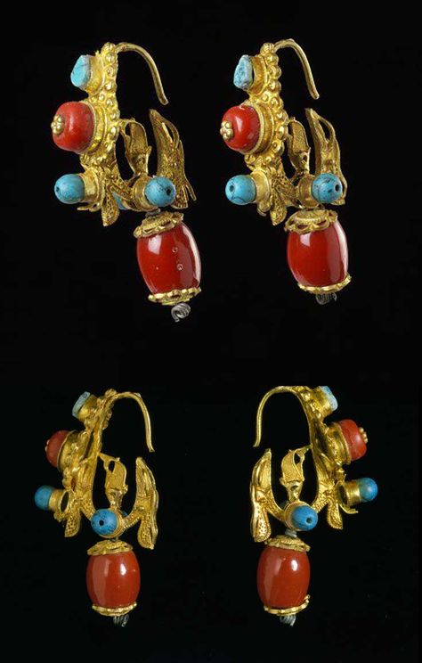 A low cost copy of a traditional east Tibetan woman's earring made in Yushu market (Sichuan). 2003 || Such jewellery is made in a matter of minutes using mass produced kaolin moulds made in Chengdu. The coral and turquoise used are synthetic. // ©Victoria and Albert Museum, London Tibetan Fashion, Tibetan Jewellery, Antique Turquoise Jewelry, Tibetan Earrings, Bridal Jewelry Sets Brides, Heartbeat Necklace, Antique Turquoise, Tibetan Jewelry, Expensive Jewelry Luxury